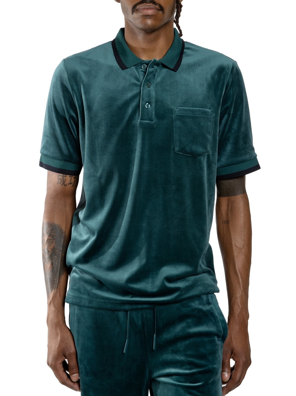 AGTAWH  Polo Shirt New XL Emerald velour Green Short Sleeve.  NWT